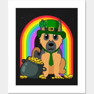 German Shepherd Rainbow Irish Clover St Patrick Day Dog Gift graphic Posters and Art